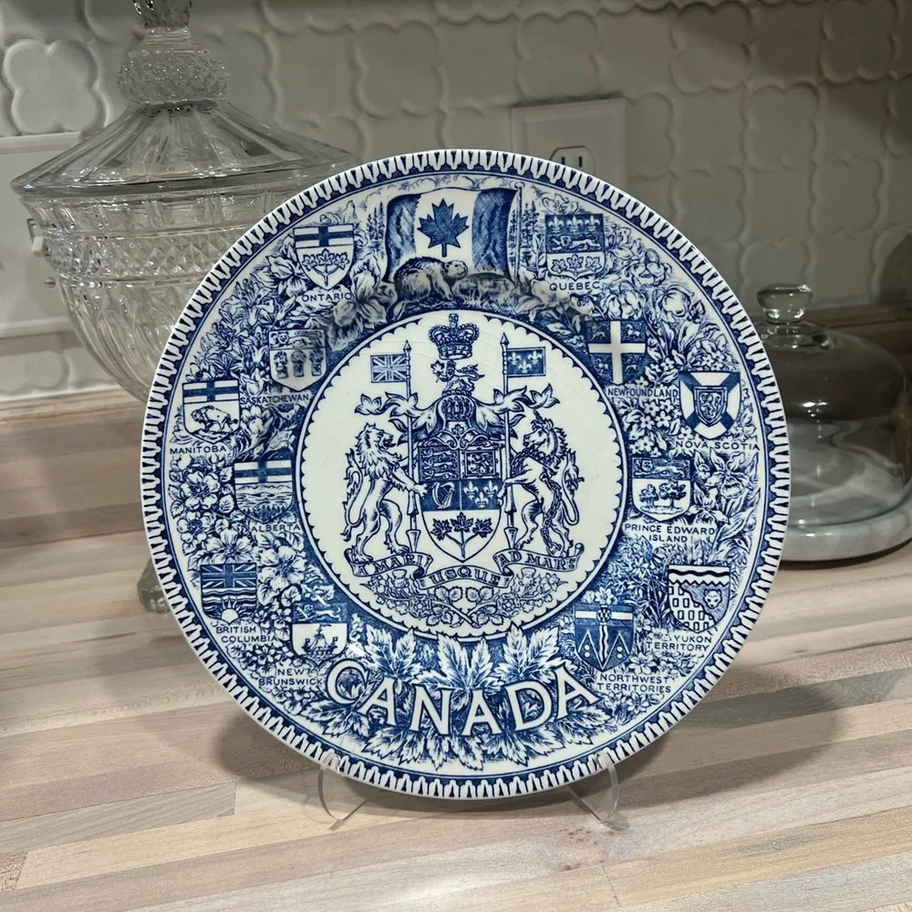 Blue and White Canada Decorative Plate